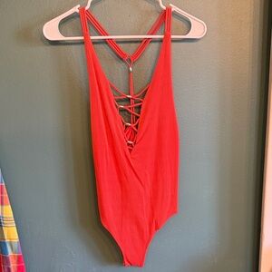 Orange Cross One-Piece Swimsuit